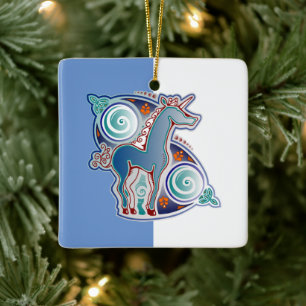Keltische eenhoorn keramisch ornament