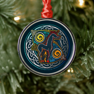 Keltische eenhoorn metalen ornament