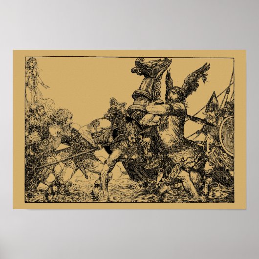 Keltische en Viking Warriors van Willy Pogany Poster (Voorkant)