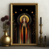 Keltische Godin Brigid Rainbow Gold Black Art Poster