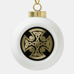 Keltische gouden knoop keramische bal ornament