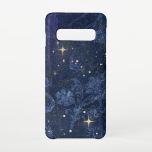 Keltische gouden sterren blauwe florale goudtekst samsung galaxy s10 hoesje