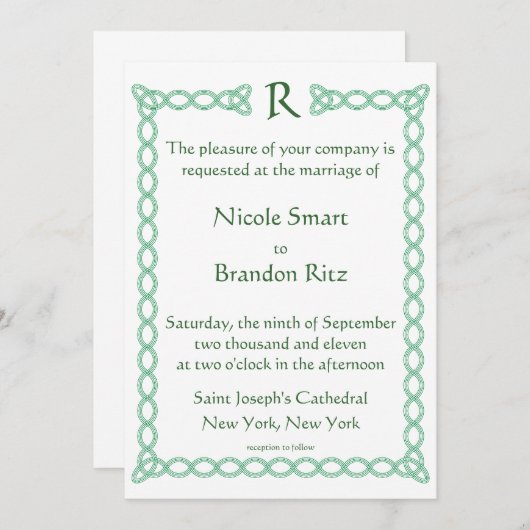 Keltische groene bruiloft uitnodiging (Voorkant / Achterkant)