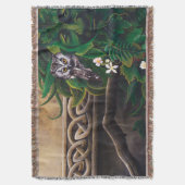 Keltische Groene Man Uil Deken (Voorkant Verticaal)