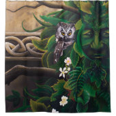 Keltische Groene Man Uil Douchegordijn (Voorkant)