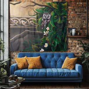 Keltische groene Man Uil Wandkleed