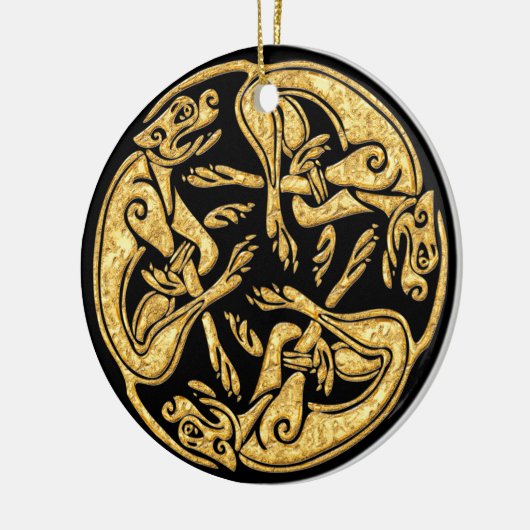 Keltische honden gouden traditionele sierkunst keramisch ornament (Links)