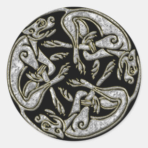 Keltische honden traditioneel siergoud en zilver ronde sticker