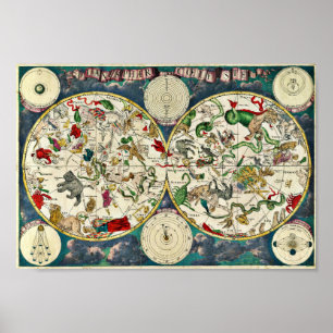  Keltische kaart van de Constellaties 1670 Poster