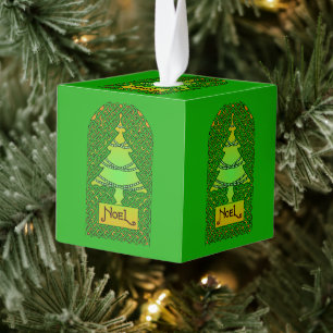 Keltische kerstboom kubus ornament