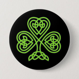 Keltische klaver ronde button 7,6 cm