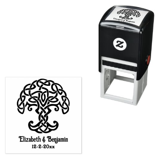 Keltische Knoop Boom des Levens Koppel Namen Datum Zelfinktende Stempel (In situ)