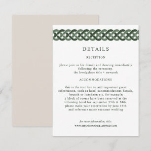 Keltische knoop   Groene bruiloft informatie gast Informatiekaartje