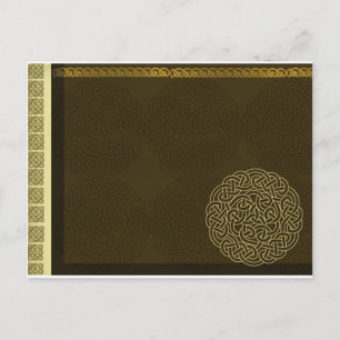 Keltische knoop in donkerbruin met gouden accent briefkaart
