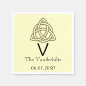 Keltische knoop in Goud en Ivoor Monogram Bruiloft Servet (Voorkant)