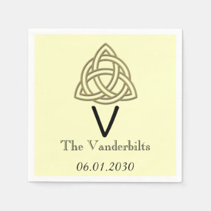 Keltische knoop in Goud en Ivoor Monogram Bruiloft Servet