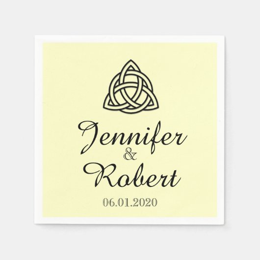 Keltische knoop in zwart en ivoor bruiloft servet (Voorkant)
