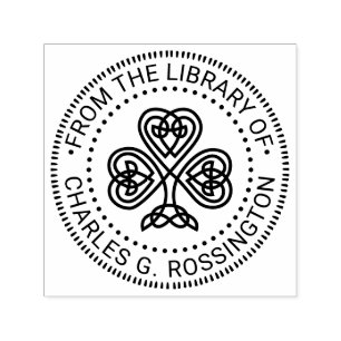 Keltische Knoop Klaver Bibliotheek Boeknaam #3 Zelfinktende Stempel