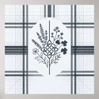 Keltische Knoop Klaver Tartrank Botanische Lijnkun Poster