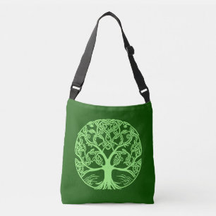 Keltische Knoop Levensboom Smaragdgroen Crossbody Tas
