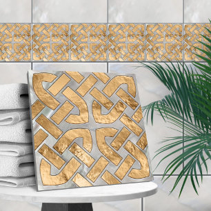 Keltische knoop - moeder van parel en goud tegeltje