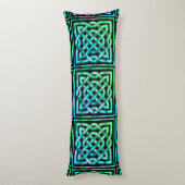 Keltische knoop - vierkant blauw groen lichaam kus lichaamskussen (Achterkant (Verticaal))