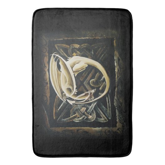 Keltische knoop werk crème draak badmat (Voorkant Verticaal)