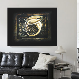 Keltische knoop werk crème draak canvas afdruk