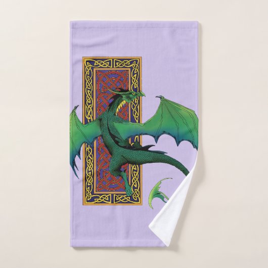 Keltische knoop werk groene draak Paarse Bad Handdoek (Handdoek)