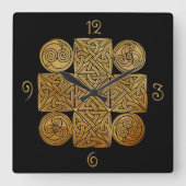 Keltische Knoopwerk Kruis Vierkante Klok (Voorkant)