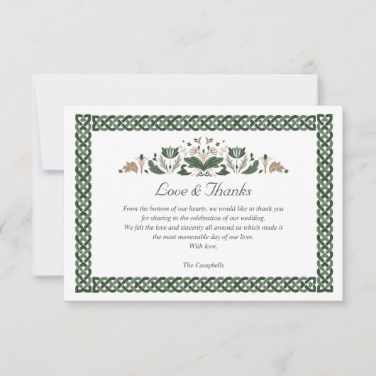 Keltische Knot Modern Floral Irish Wedding DANK U Kaart (Voorkant)