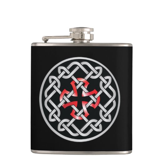 Keltische Knot Red Metallic Liquor Flask Heupfles (Voorkant)