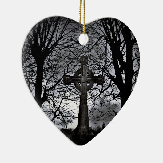 Keltische kruis en bomen hart Kerstmis ornament (Rechts)