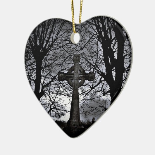 Keltische kruis en bomen hart Kerstmis ornament (Links)