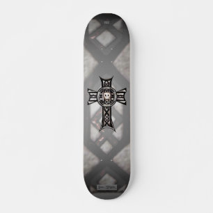Keltische kruis en schedel (zilver) skateboard