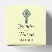 Keltische kruis in Blauwgroen en Ivoor Bruiloft Fa Bedankdoosjes (Bovenkant)