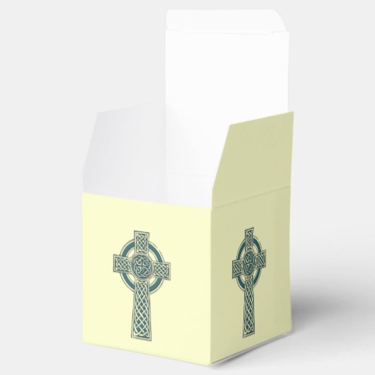Keltische kruis in Blauwgroen en Ivoor Bruiloft Fa Bedankdoosjes (Geopend)