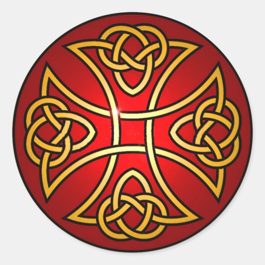 Keltische kruis ronde sticker (Voorkant)