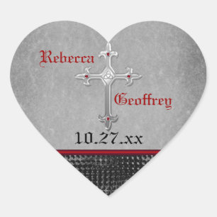 Keltische kruisrood, zwart, grijs bruiloft Sticker