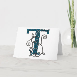 Keltische letter T monogram kaart