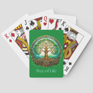 Keltische levensboom in smaragdgroen pokerkaarten