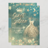 Keltische maan en sterren kalligrafie, zoete zesti kaart (Voorkant / Achterkant)