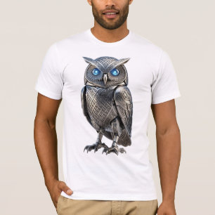 Keltische Mechanische Zilveren Steampunk Uil T-shirt