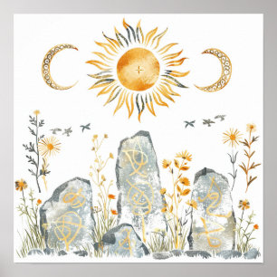 Keltische mythologie en zonnesymbolen Litha Poster