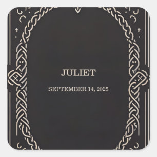 Keltische Nordic Fun middeleeuwse Scroll Vrijgezel Vierkante Sticker