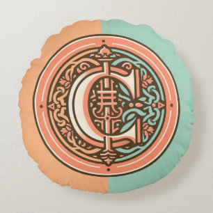 Keltische pastelletter "C" rond Sierkussen Kussen