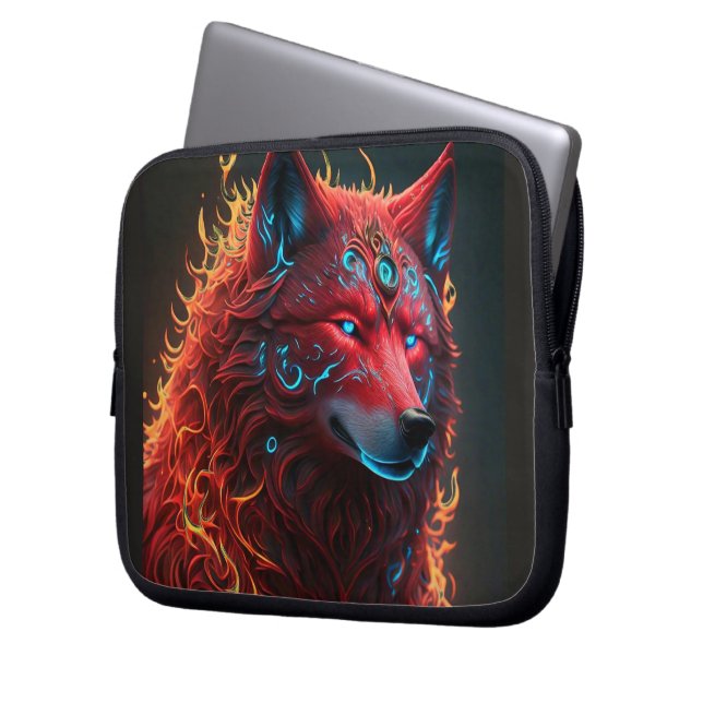 Keltische rode wolf laptop sleeve (Voorkant Links)