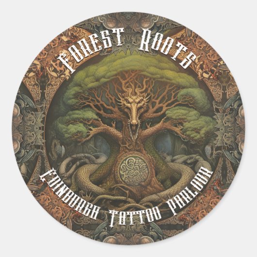 Keltische structuurdraak - Kunstkunst met AI-Tatto Ronde Sticker (Voorkant)