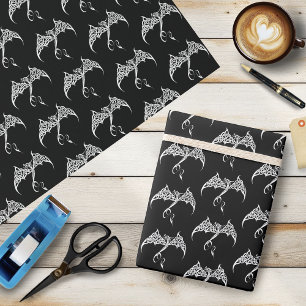 Keltische Tribale Draak Knoopwerk Zwart Wit Fantas Cadeaupapier