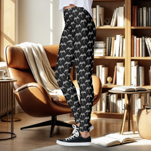 Keltische Tribale Draak Knoopwerk Zwart Wit Fantas Leggings